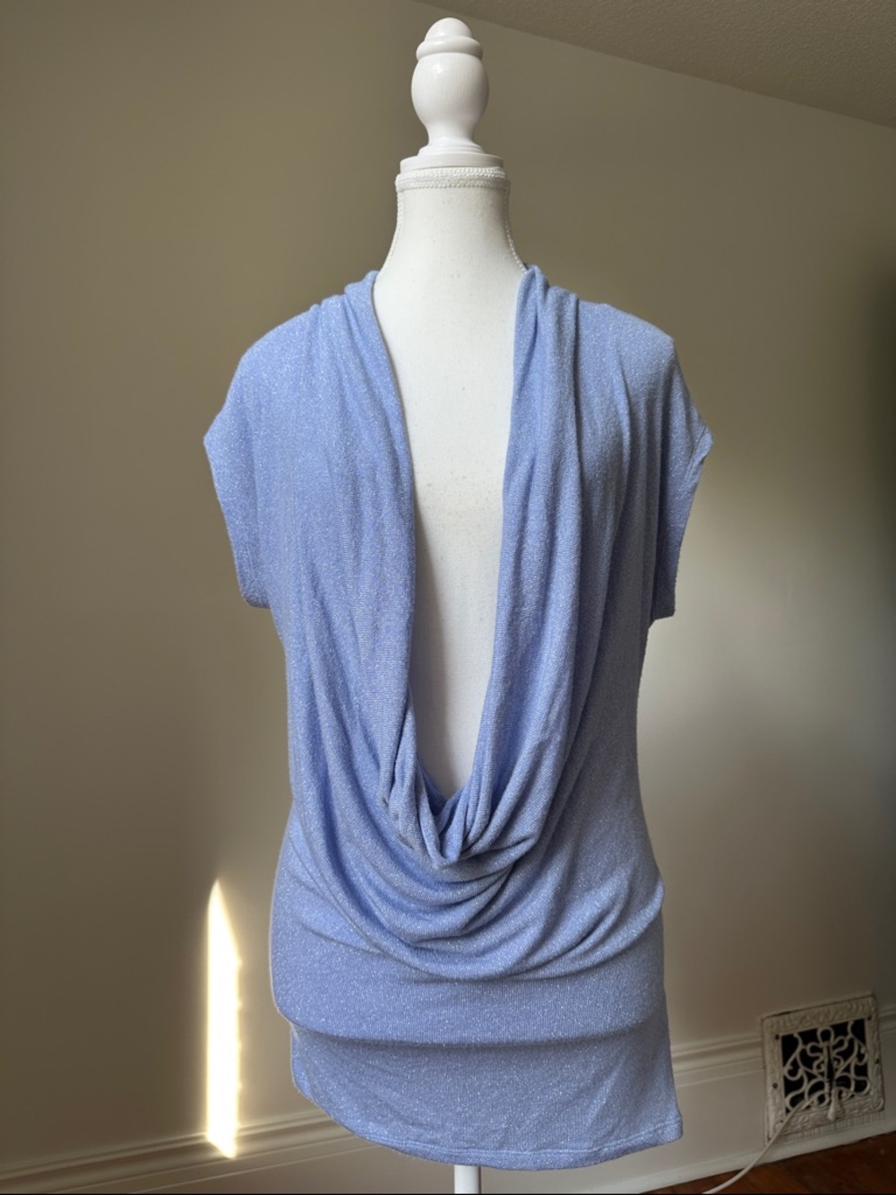 Kismet Light Blue Draped Back Blouse
